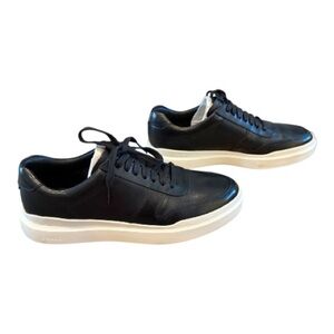 Cole Haan stylish Black Leather Men's Sneakers size 8 white soles